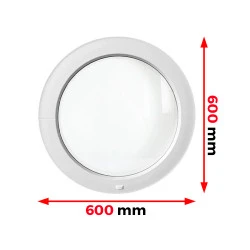 Finestra Circolare PVC 60 x 60 cm Fissa Aluplast Ideal 4000