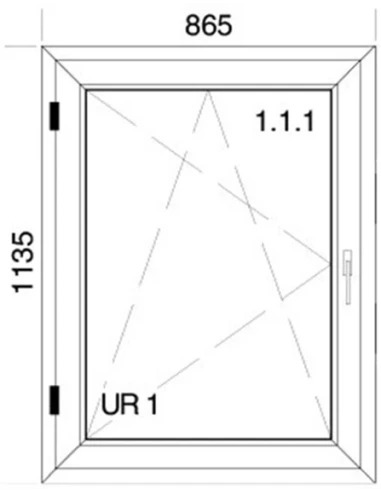 Finestra PVC  86,5 x 113,5 cm Battente/Ribalta Aluplast Ideal 4000