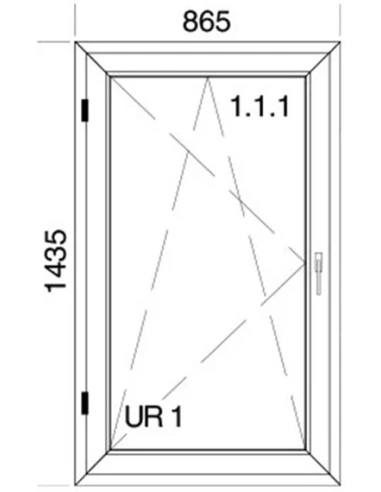Finestra PVC 86,5 x 143,5 cm Battente/Ribalta Aluplast Ideal 4000