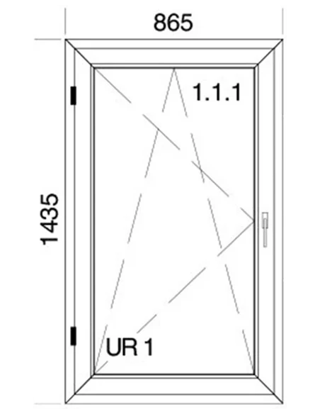 Finestra PVC 86,5 x 143,5 cm Battente/Ribalta Aluplast Ideal 4000