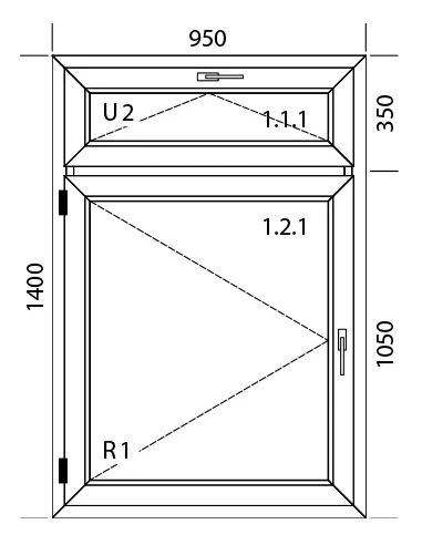 Finestra PVC 95 x 140 cm Battente/Ribalta Aluplast Ideal 4000