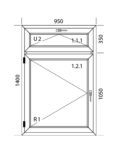 Finestra PVC 95 x 140 cm Battente/Ribalta Aluplast Ideal 4000