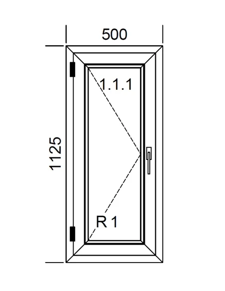 Finestra PVC 50 x 112,5 cm Battente Aluplast Ideal 4000