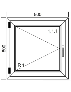 Finestra PVC 80 x 80 cm Battente Aluplast Ideal 4000 2