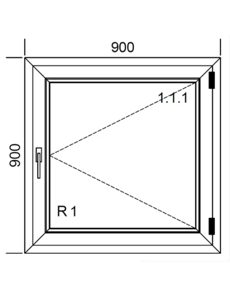 Finestra PVC 90 x 90 cm Battente Aluplast Ideal 4000