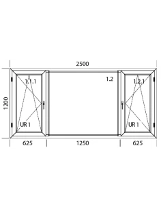 Finestra PVC 250 x 120 cm Battente/Ribalta | Fissa Aluplast Ideal 4000 2