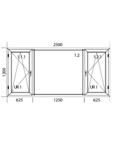Finestra PVC 250 x 120 cm Battente/Ribalta | Fissa Aluplast Ideal 4000
