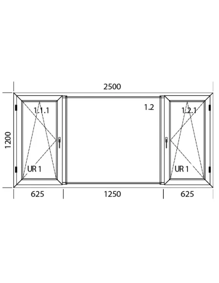 Finestra PVC 250 x 120 cm Battente/Ribalta | Fissa Aluplast Ideal 4000