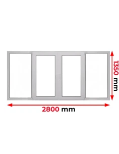 Finestra PVC 280 x 135 cm Fissa | Battente/Ribalta Aluplast Ideal 4000