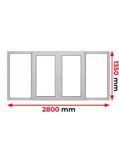Finestra PVC 280 x 135 cm Fissa | Battente/Ribalta Aluplast Ideal 4000