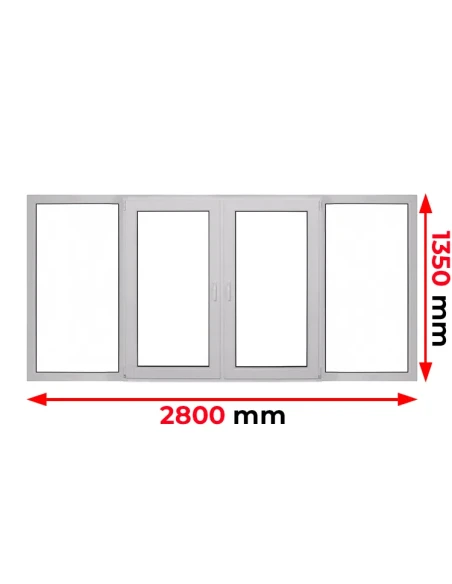 Finestra PVC 280 x 135 cm Fissa | Battente/Ribalta Aluplast Ideal 4000