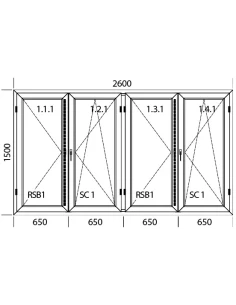 Finestra PVC 260 x 150 cm Battente | Battente/Ribalta Aluplast Ideal 4000 2