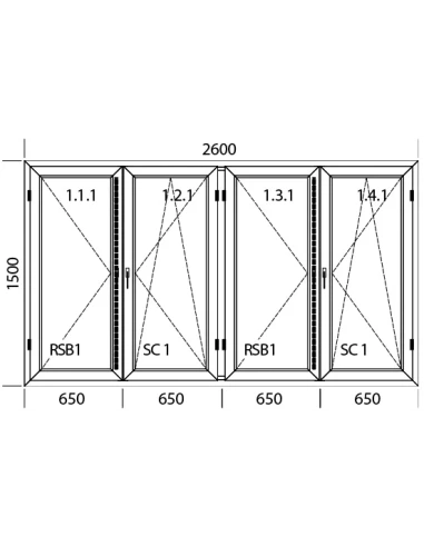 Finestra PVC 260 x 150 cm Battente | Battente/Ribalta Aluplast Ideal 4000