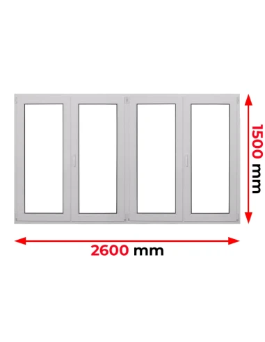 Finestra PVC 260 x 150 cm Battente | Battente/Ribalta Aluplast Ideal 4000