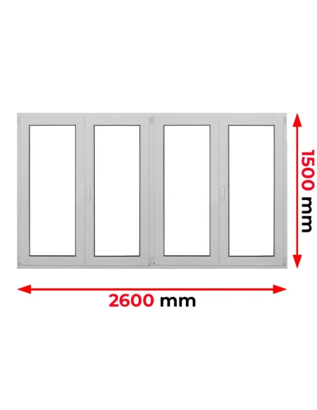 Finestra PVC 260 x 150 cm Battente | Battente/Ribalta Aluplast Ideal 4000
