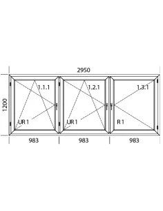 Finestra PVC 295 x 120 cm Battente/Ribalta | Battente Aluplast Ideal 4000 2