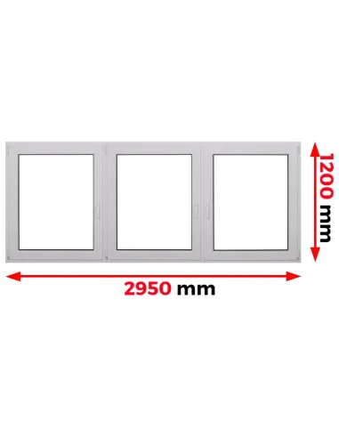 Finestra PVC 295 x 120 cm Battente/Ribalta | Battente Aluplast Ideal 4000