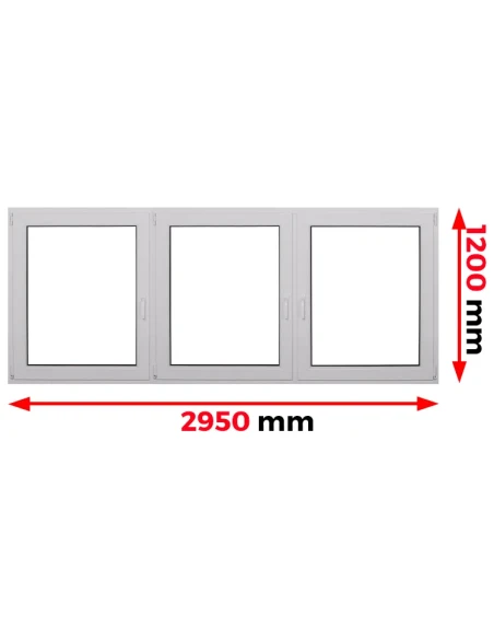 Finestra PVC 295 x 120 cm Battente/Ribalta | Battente Aluplast Ideal 4000