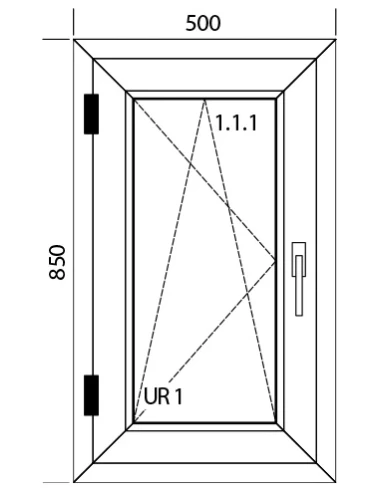 Finestra PVC 50 x 85 cm Battente/Ribalta Aluplast Ideal 4000