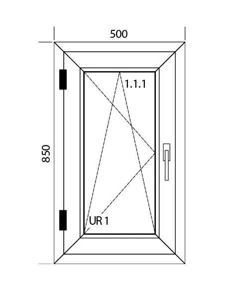 Finestra PVC 50 x 85 cm Battente/Ribalta Aluplast Ideal 4000
