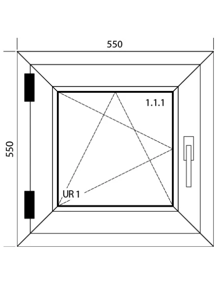 Finestra PVC 55 x 55 cm Battente/Ribalta Aluplast Ideal 4000