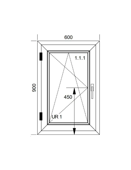 Finestra PVC 60x90 cm Battente/Ribalta Aluplast Ideal 4000