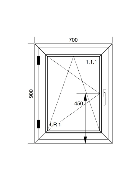 Finestra PVC 70x90 cm Battente/Ribalta Aluplast Ideal 4000