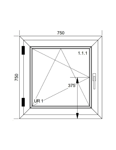 Finestra PVC 75x75 cm Battente/Ribalta Aluplast Ideal 4000