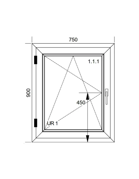 Finestra PVC 75x90 cm Battente/Ribalta Aluplast Ideal 4000