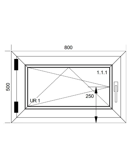 Finestra PVC 80x50 cm Battente/Ribalta Aluplast Ideal 4000