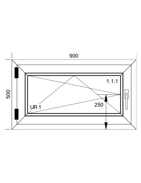 Finestra PVC 90x50 cm Battente/Ribalta Aluplast Ideal 4000