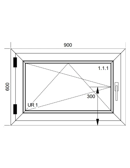 Finestra PVC 90x60 cm Battente/Ribalta Aluplast Ideal 4000