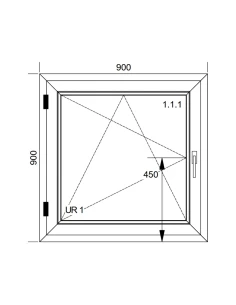 Finestra PVC 90x90 cm Battente/Ribalta Aluplast Ideal 4000 2