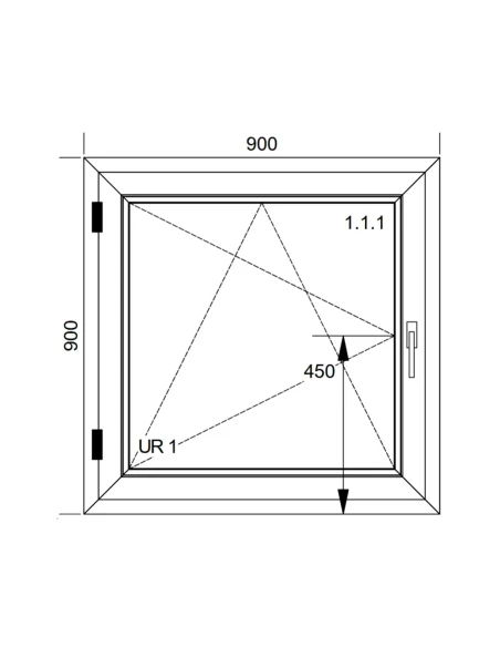 Finestra PVC 90x90 cm Battente/Ribalta Aluplast Ideal 4000