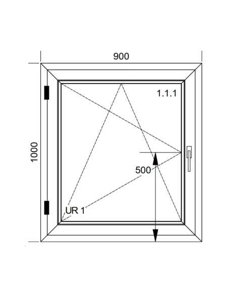 Finestra PVC 90x100 cm Battente/Ribalta Aluplast Ideal 4000