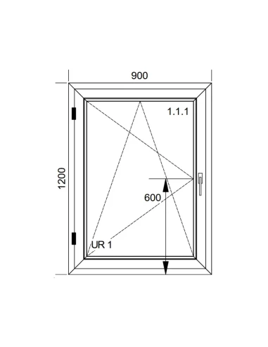 Finestra PVC 90x120 cm Battente/Ribalta Aluplast Ideal 4000