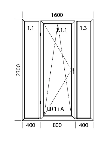 Porta finestra in PVC 160 x 230 cm Fissi + Battente/Ribalta