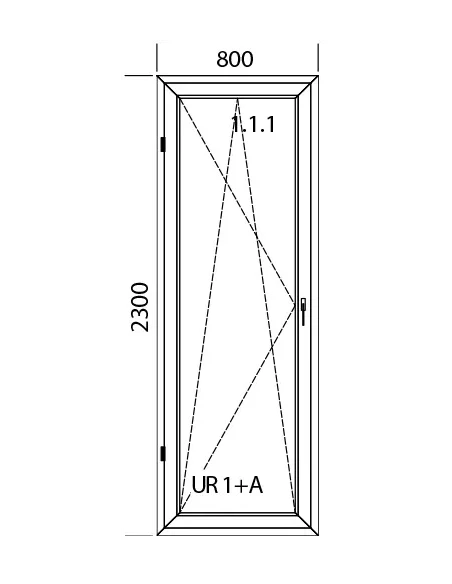 Porta finestra in PVC 80 x 230 cm Battente/Ribalta