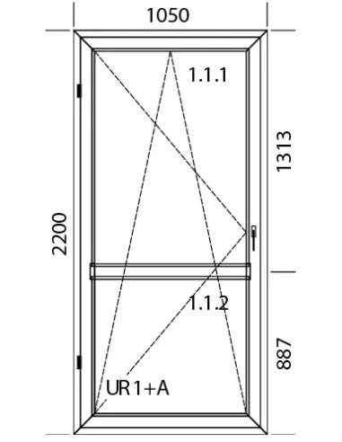Porta finestra in PVC 105 x 220 cm Battente/Ribalta