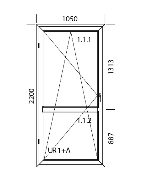 Porta finestra in PVC 105 x 220 cm Battente/Ribalta