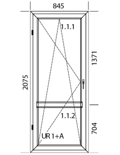 Porta finestra in PVC 84,5 x 207,5 cm Battente/Ribalta 2