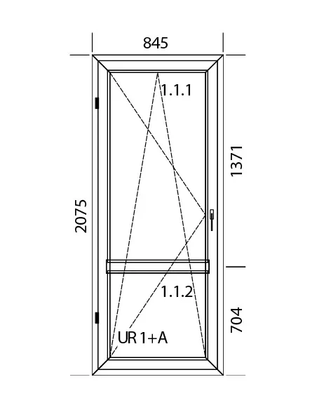 Porta finestra in PVC 84,5 x 207,5 cm Battente/Ribalta