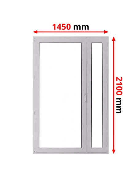 Porta finestra in PVC 145 x 210 cm Battente/Ribalta + Fissa