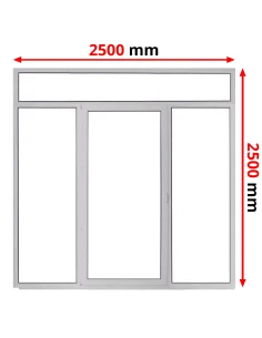 Porta finestra in PVC 2500 x 2500 mm Fissa + Battente/Ribalta + Fissa con sopraluce