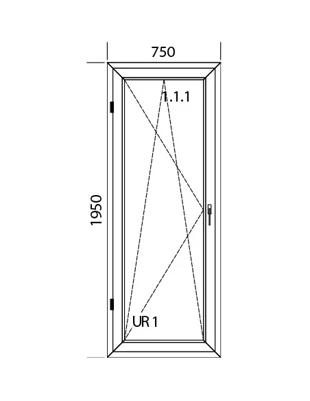 Porta finestra in PVC 75 x 195 cm Battente/Ribalta