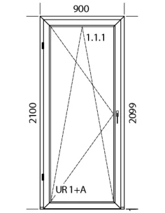 Porta finestra in PVC 90 x 210 cm Battente/Ribalta 2