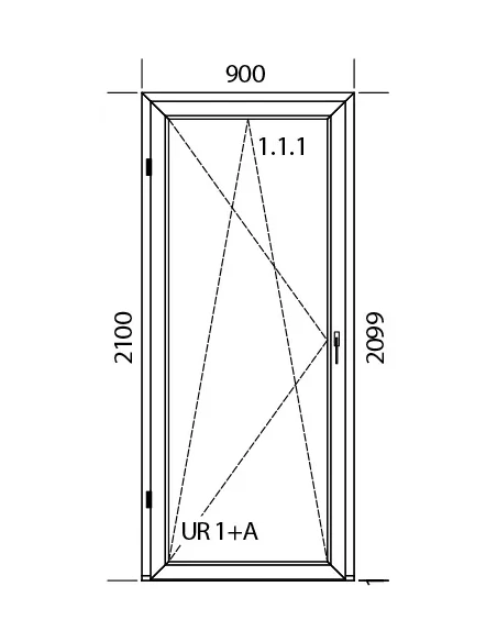 Porta finestra in PVC 90 x 210 cm Battente/Ribalta