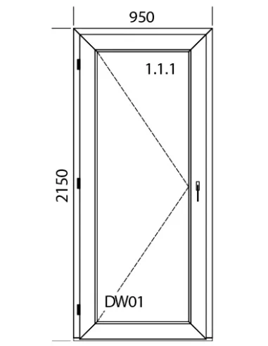 Porta finestra in PVC 95 x 215 cm Battente