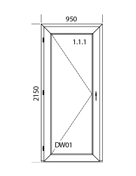 Porta finestra in PVC 95 x 215 cm Battente