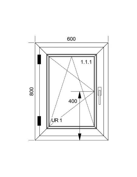 Finestra PVC 60x80 cm Battente/Ribalta Aluplast Ideal 8000